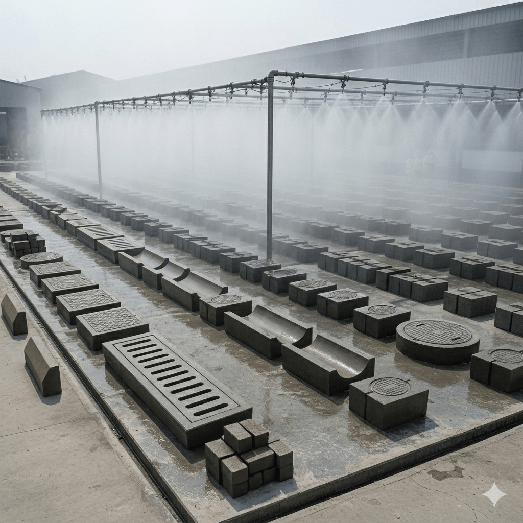 Water curing yard